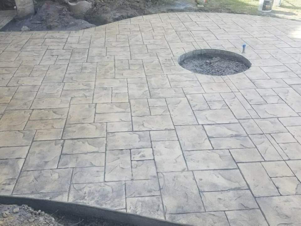 stamped concrete spring